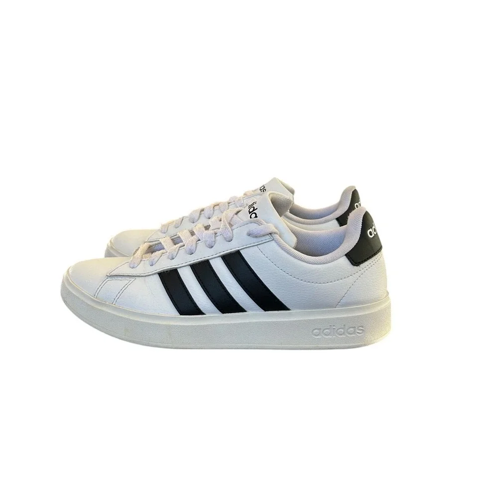 Adidas Grand Court Base 2.0 Women Shoes White Black Sneakers Retro GW9214 Size 8